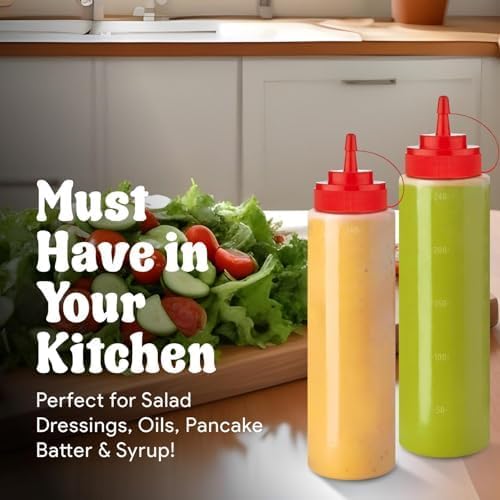 Norcalway 12 oz Condiment Squeeze Bottles for Sauces - Leak Proof Oil, Syrup, Dressing Squirt Bottles - 3 Pack - Image 6