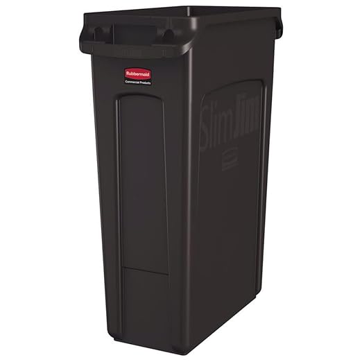 Rubbermaid Commercial Products Slim Jim Plastic Rectangular Trash/Garbage Can/Bin with Venting Channels, 23 GAL, Brown, for Kitchens/Classrooms/Offices/Back of House by RubbermaidCommercialProducts