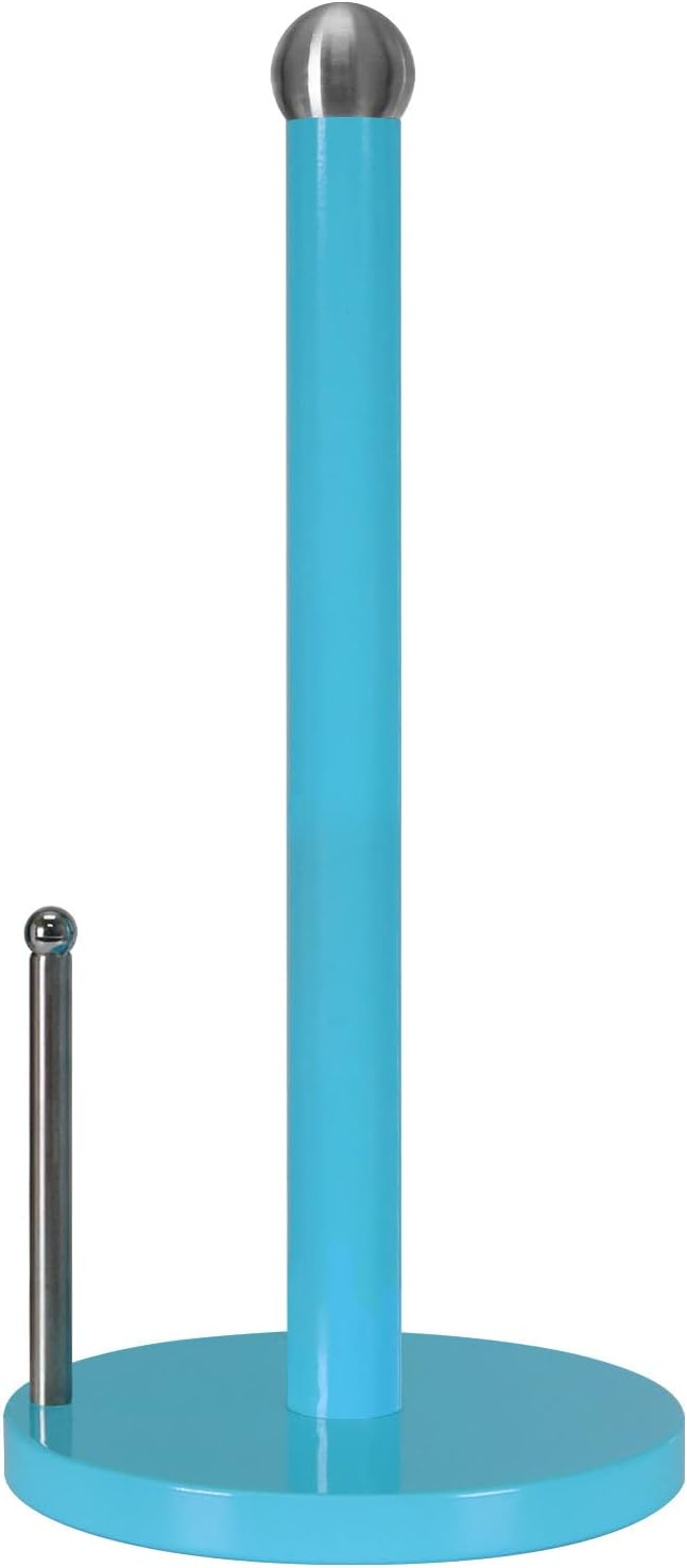 Blue Donuts Paper Towel Holder Countertop with Weighted Base - Easy One-Handed Tear Paper Towel Holder, Modern Paper Towel Holder, Turquoise Paper Towel Dispenser Countertop