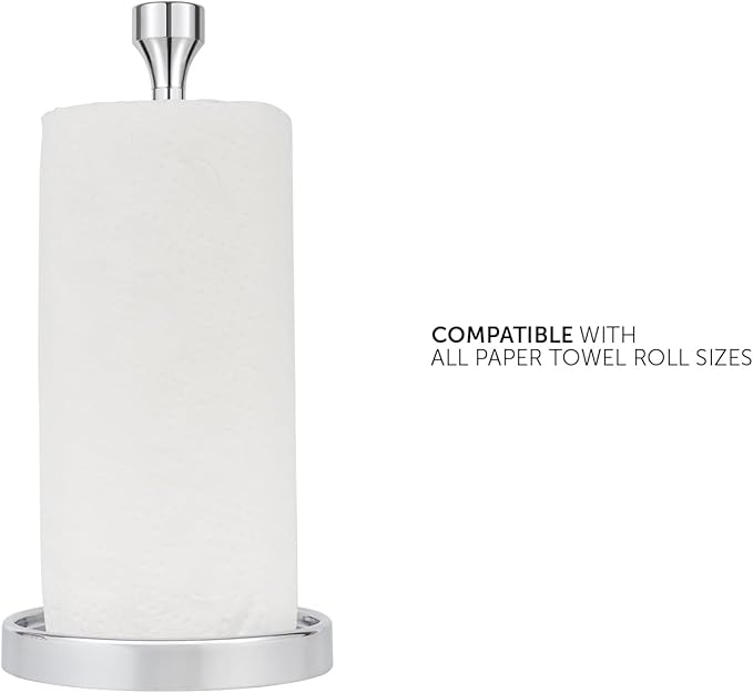 Ivilon Countertop Paper Towel Holder - Modern Bell End Minimalist Design - Color Chrome - Image 3