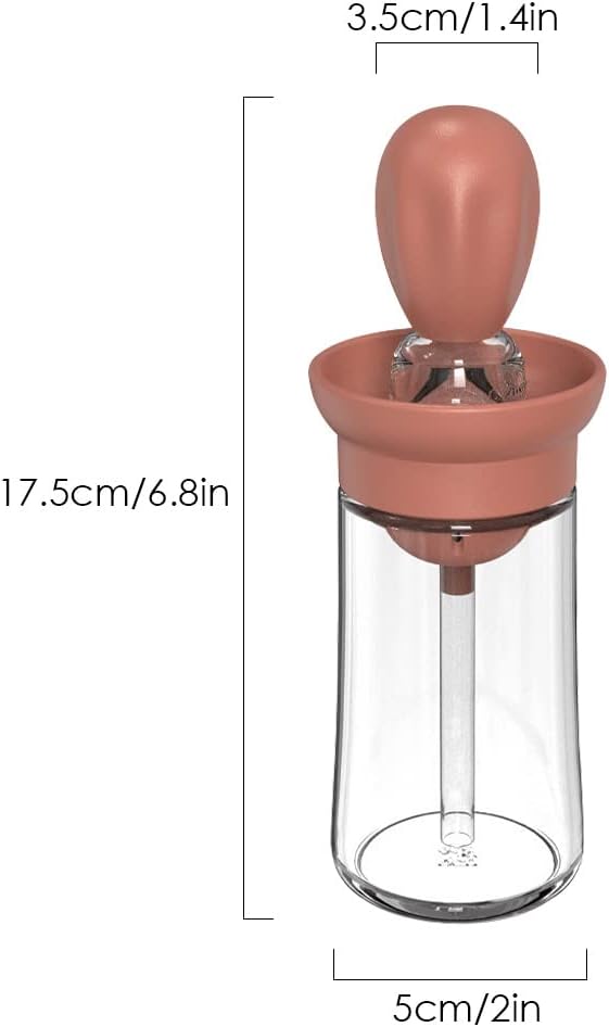 TINMIX Oil Dispenser with Brush - Glass Olive Oil Dispenser for Kitchen, 2 IN 1 Oil Dispenser Bottle with Silicone Basting Brush for Cooking Vinegar Sauce BBQ Grill Frying, T-OB21, Red - Image 2