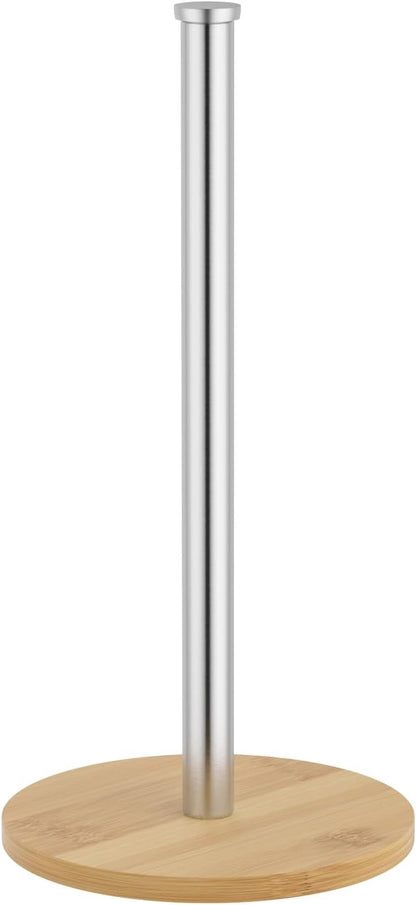 Wooden Paper Towel Holder Countertop, Sliver, Non-Slip Base, Stainless Steel, FreeStanding, Easy Install, Durable, Ideal for Home,RV,Bathroom,Farmhouse Essentials Decor Accessories