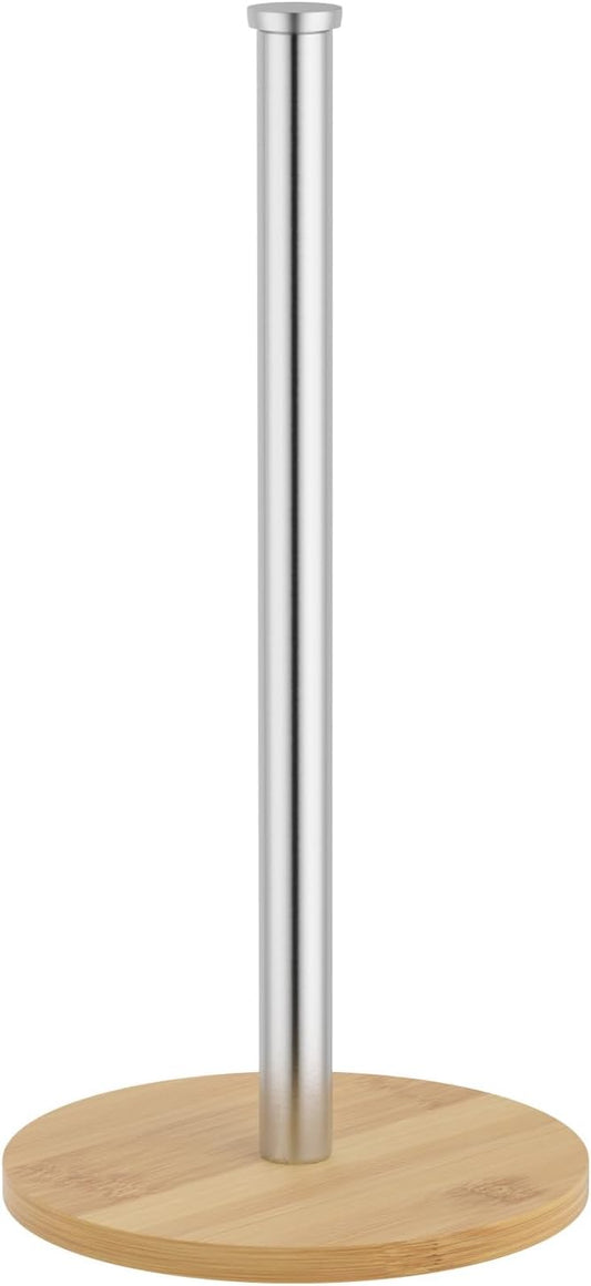 Wooden Paper Towel Holder Countertop, Sliver, Non-Slip Base, Stainless Steel, FreeStanding, Easy Install, Durable, Ideal for Home,RV,Bathroom,Farmhouse Essentials Decor Accessories