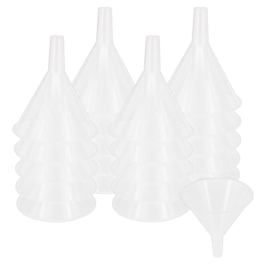 zmybcpack 20 Pack Multi-Purpose Plastic Funnels with Long Reaching Spout (4.7”) for Water Bottle, Spices, Powder Easy and Smooth Content Transfer by by zmybcpack