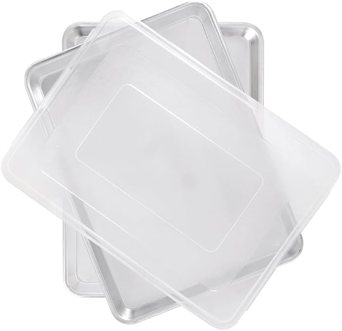 Nordic Ware Naturals Half Sheet Set - USA Made Aluminum Commercial Quality Sheet Pan for Baking or Roasting, Encapsulated Galvanized Steel Rim Prevents Warping, 2pk Half + Lid by NordicWare