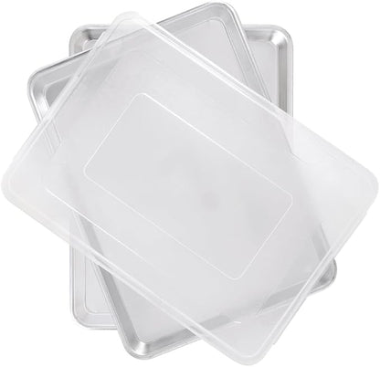 Nordic Ware Naturals Half Sheet Set - USA Made Aluminum Commercial Quality Sheet Pan for Baking or Roasting, Encapsulated Galvanized Steel Rim Prevents Warping, 2pk Half + Lid by NordicWare