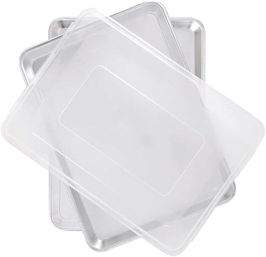 Nordic Ware Naturals Half Sheet Set - USA Made Aluminum Commercial Quality Sheet Pan for Baking or Roasting, Encapsulated Galvanized Steel Rim Prevents Warping, 2pk Half + Lid by NordicWare