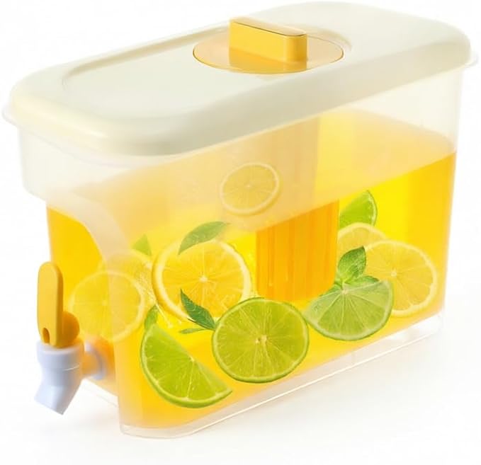 Drink Dispenser for Fridge 1 Gallon Beverage Liquid Drink Container with Spigot for Party Upgraded Gallon Water Dispenser Ice Tea Pitcher for Fridge