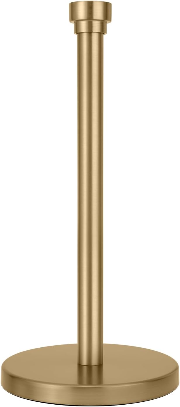 Warm Gold Paper Towel Holder Countertop, Freestanding Paper Towel Stand with Weighted Non-Slip Base, Easy Assembly, Unique Decorative End Cap for Kitchen and Bathroom by JRZOO