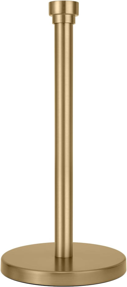 Warm Gold Paper Towel Holder Countertop, Freestanding Paper Towel Stand with Weighted Non-Slip Base, Easy Assembly, Unique Decorative End Cap for Kitchen and Bathroom by JRZOO