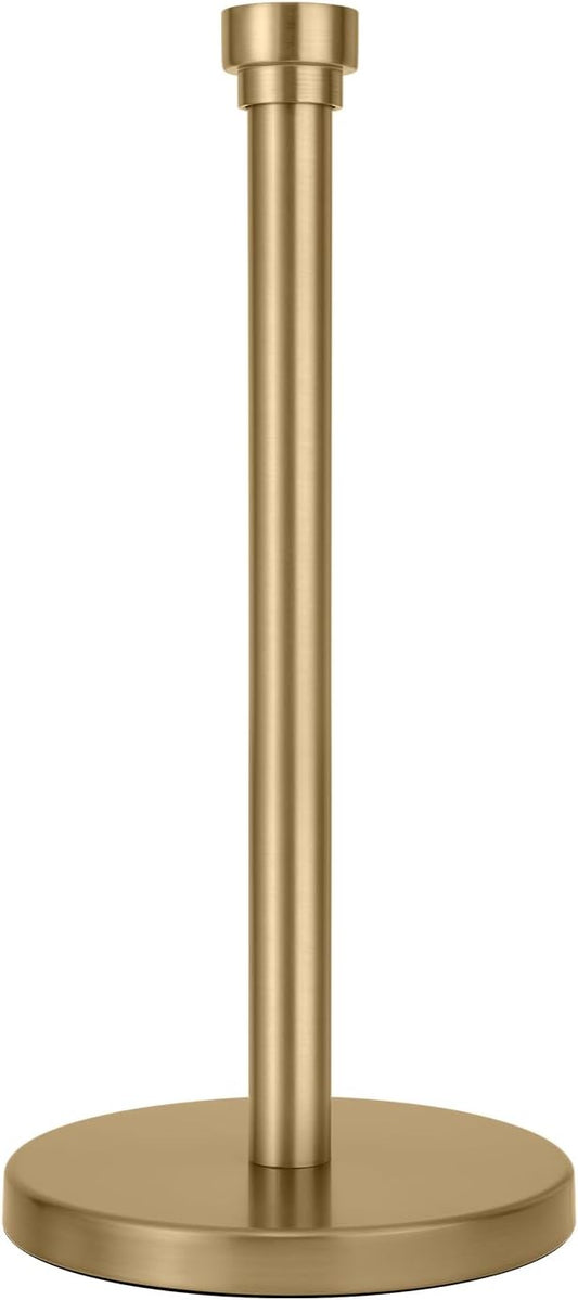 Warm Gold Paper Towel Holder Countertop, Freestanding Paper Towel Stand with Weighted Non-Slip Base, Easy Assembly, Unique Decorative End Cap for Kitchen and Bathroom by JRZOO