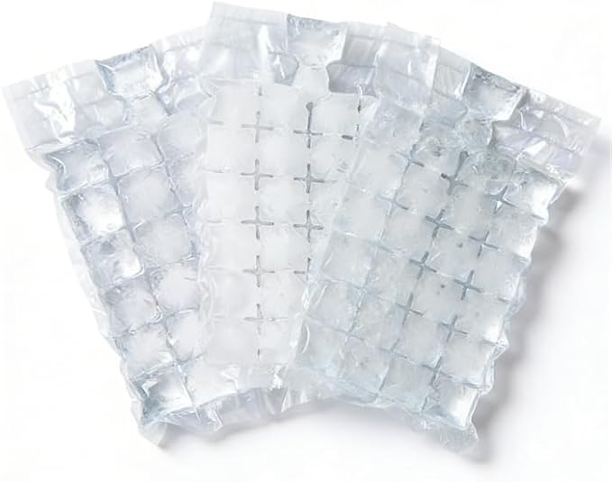 Disposable Ice Bags 100Packs, Self-Seal Mini Ice Cube Trays for Freezer, Refreezable Ice Cubes & Nugget Ice Mold, Reusable Ice Bags with Funnel for Cocktail Wine Food