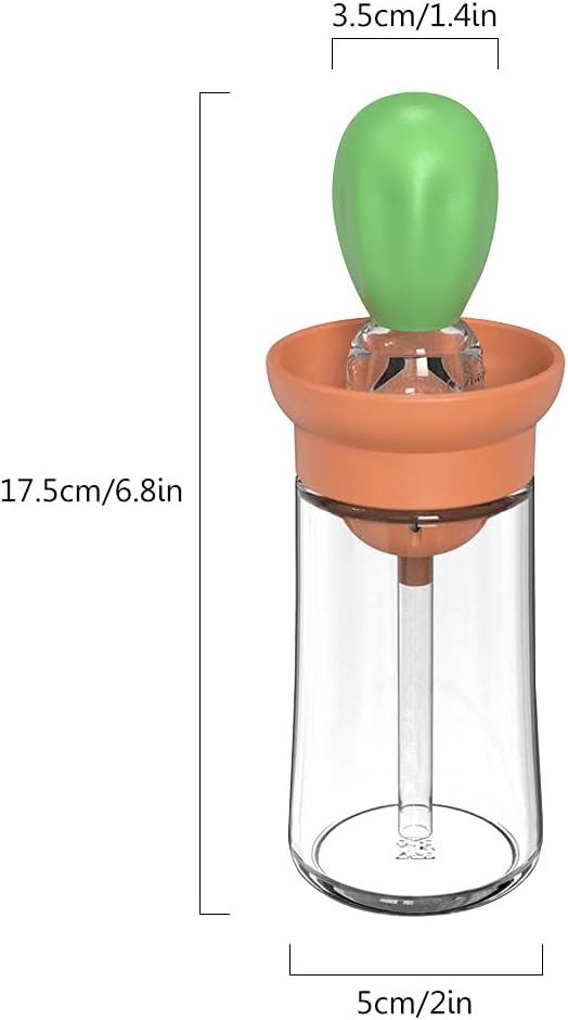 TINMIX Oil Dispenser with Brush - Glass Olive Oil Dispenser for Kitchen, 2 IN 1 Oil Dispenser Bottle with Silicone Basting Brush for Cooking Vinegar Sauce BBQ Grill Frying, T-OB21, Green - Image 2