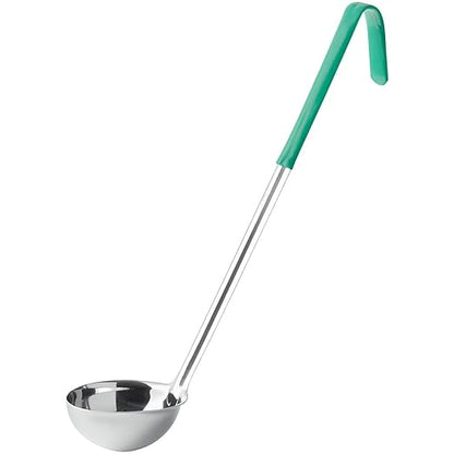 OCS Parts Professional Series Stainless Steel Culinary Ladle | 4 Ounce | Heat Resistant PVC Handle, Dishwasher Safe 14-Inch Soup Ladle for Home and Commercial Kitchens