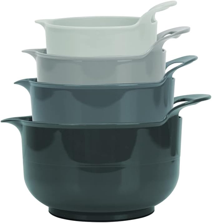 BoxedHome 4 Pack Nesting Mixing Bowl with Pour Spout and Handle, BPA free Microwave & Dishwasher Safe(Green, 4 Pack with Handle) - Image 6