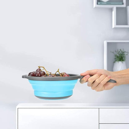 Kitchen Foldable Silicone Strainer Colanders, Collapsible Colanders with Handles, Space-Saver Folding Strainer Colander for Draining Pasta, Vegetable (Blue) - Image 7