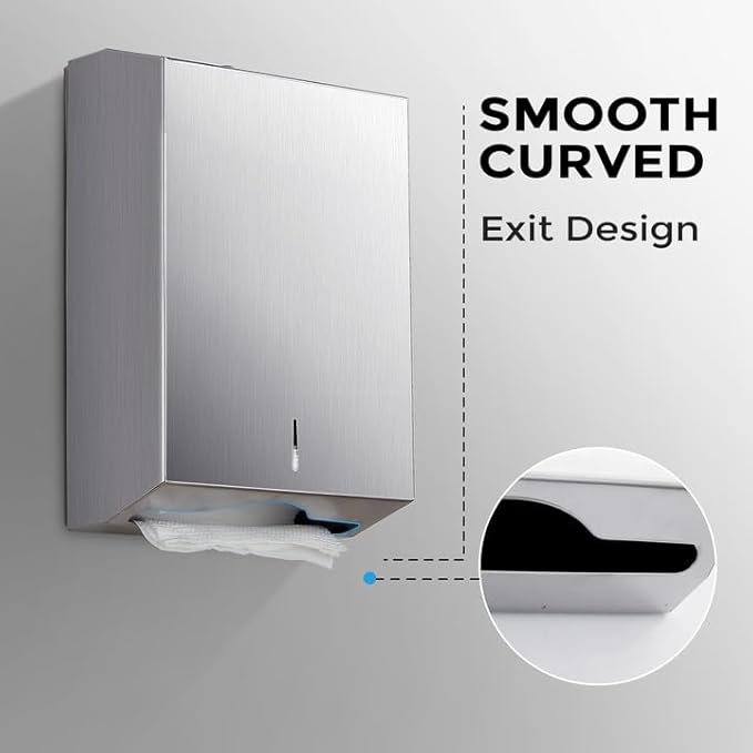 Paper Towel Dispenser Wall Mount - Multifold Trifold Paper Towel Dispensers, Large Capacity Stainless Steel Tissue Holder, Suitable for Bathrooms and Public Places - Image 2