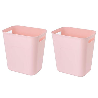 UUJOLY Plastic Small Trash Can Wastebasket, Garbage Container Basket for Bathrooms, Laundry Room, Kitchens, Offices, Kids Rooms, Dorms, 3.5 Gallon, Pink, 2 Pack