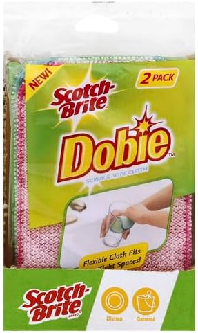 Scotch-Brite Dobie Scrub & Wipe Cloths,Sponge Cloths for Cleaning Kitchen,Bathroom,and Household,Dobie Scrub and Wipe Cloth Absorbs-and Doesn't Scratch,2 Cleaning-Cloths,(Pack of 12) - Image 2