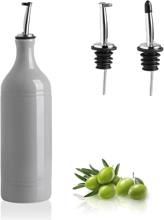 Sweejar Large Ceramic Olive Oil Dispenser Bottle, Opaque Oil Cruet Protects to Reduce Oxidation, Suitable for Storage Vinegar, Soy Sauce & Other Liquids, Pack of 1, 24 Fl Oz(Gray) by Sweejarco1949