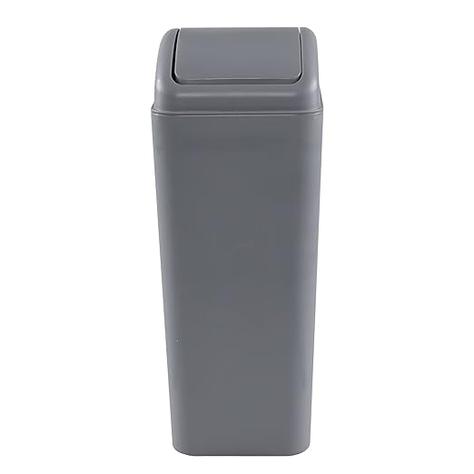 Plastic Waste Bin with Swing Lid, 14 Liter Garbage Can, 1 Pack (Grey) by Unknown