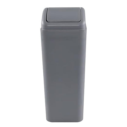 Plastic Waste Bin with Swing Lid, 14 Liter Garbage Can, 1 Pack (Grey) by Unknown