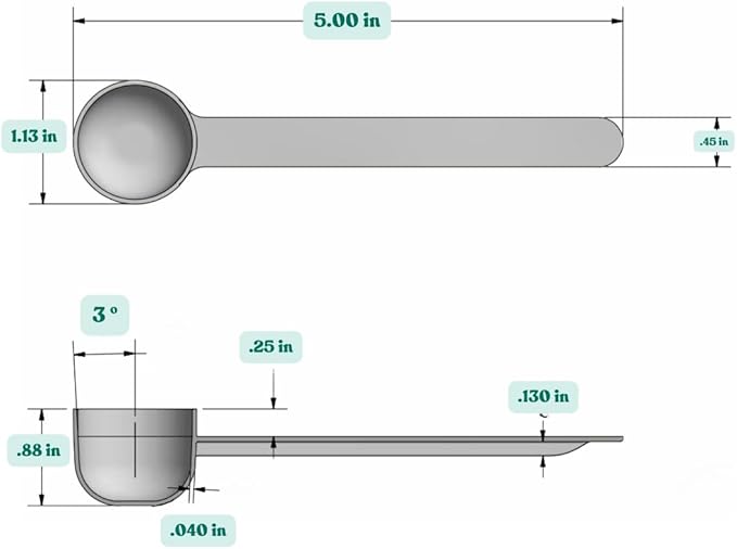 2 Teaspoon (2/3 Tablespoon | 10 mL) Long Handle Rounded Scoop for Coffee, Protein Powder, Pet Food, Spices, Grains, Dry Goods – Food-Grade BPA-Free (Pack of 1) - Image 2