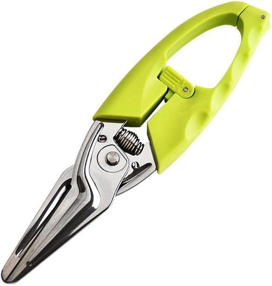 Multi Function Kitchen Garden Shears Spring-Loaded With Anti-Slip Handle & Safety Lock Cooking Scissors for Food Meat, Floral Trimming, Green by ABYUYD