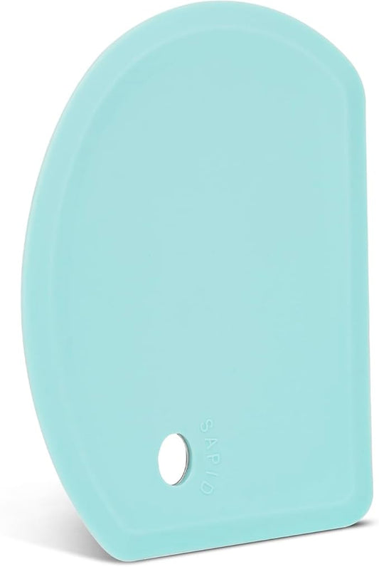 Silicone Dough Scraper with Stainless Steel Sheet, Curved Edge Flexible Bowl Scraper for Baking, Food Grade Silicone Bench Scraper for Sourdough Bread Proofing Basket, 5.98"×4.3", Mint Green, SAPID by SAPID
