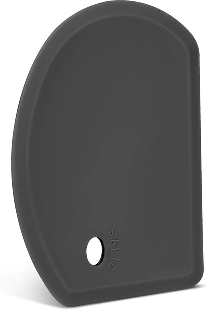 Silicone Dough Scraper with Stainless Steel Sheet, Curved Edge Flexible Bowl Scraper for Baking, Food Grade Silicone Bench Scraper for Sourdough Bread Proofing Basket, 5.98"×4.3", Dark Gray, SAPID by SAPID