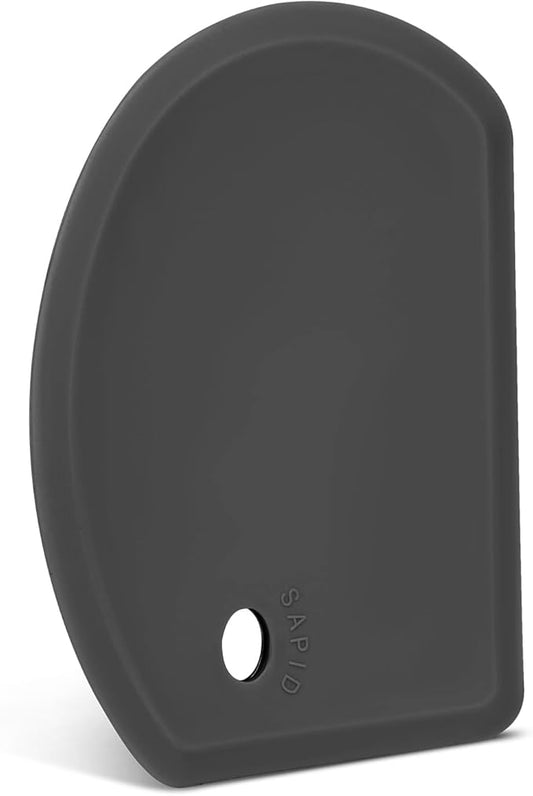 Silicone Dough Scraper with Stainless Steel Sheet, Curved Edge Flexible Bowl Scraper for Baking, Food Grade Silicone Bench Scraper for Sourdough Bread Proofing Basket, 5.98"×4.3", Dark Gray, SAPID by SAPID