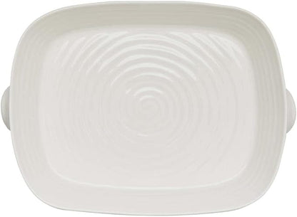 Portmeirion Sophie Conran Handled Roasting Dish, White Porcelain Bakeware - 15 x 11 Inch Rectangular 3 Quart Oven, Microwave, Freezer Safe Pan - Durable Cookware for Baking & Serving