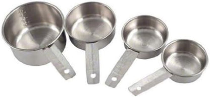American Metalcraft MCL4 Flat-Handled Stainless Steel Measuring Cup Set - Four Sizes 1/4 1/3 1/2 1 Cup - Durable 200 Series Stainless Steel – For Bakery, Commercial Kitchen, Catering & Foodservice by AmericanMetalcraftInc
