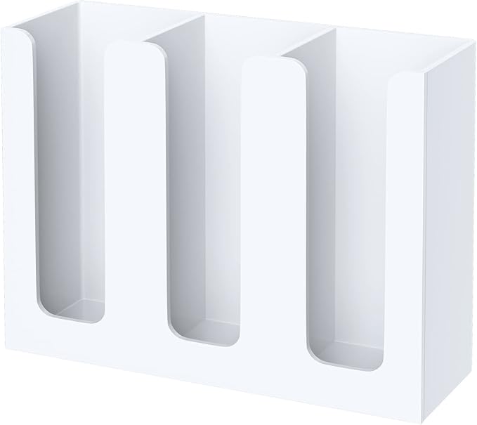 KOTEMON Acrylic Cup Holder, 3 Compartment, Disposable Coffee Cup Dispenser Storage Organizer, White by KOTEMON