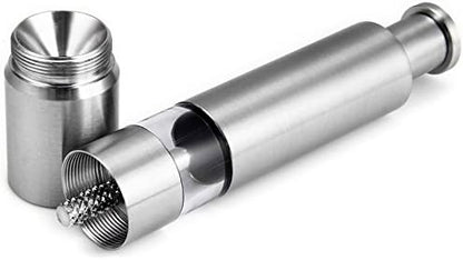 Salt and Pepper Grinder Set of 2,Stainless Steel Push Button Grinder Modern Design Thumb Grinder, for Black Pepper, Sea Salt and Himalayan Salt, Spice and Salt