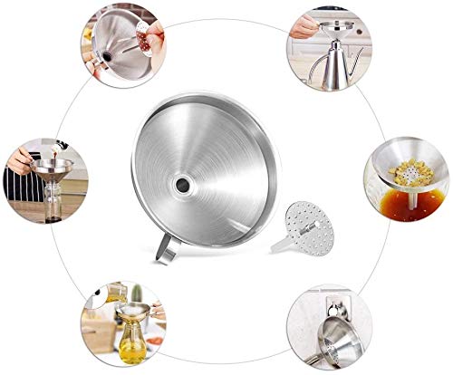 Kitchen Funnel, 3 Piece Stainless Steel Funnels Set with Handle Design and Removable Strainer, Great for Transferring of Liquid, Fluid, Dry Ingredients & Powder, Funnels for Filling Bottles - Image 6