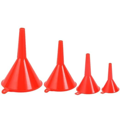 Plastic Oil Funnel Set, 5-Piece Automotive Funnels with Flexible Hose, Red and Black, for Cars, Boats, Gas Transfer