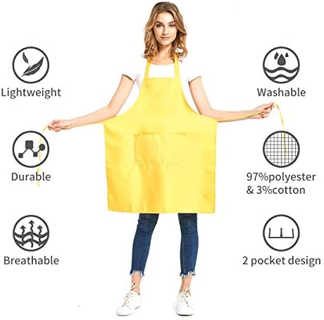 DUSKCOVE 8 Pack Bib Aprons Bulk - Unisex Pink Commercial Apron with 2 Pockets for Kitchen Crafting BBQ Drawing Cooking - Image 2