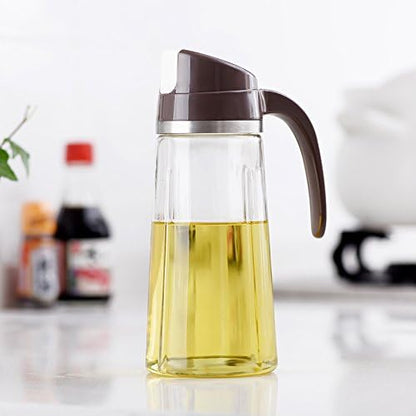 Marbrasse Auto Flip Olive Oil Dispenser Bottle,20 OZ Leakproof Condiment Container With Automatic Cap and Stopper,Non-Drip Spout,Non-Slip Handle for Kitchen Cooking Brown - Image 7