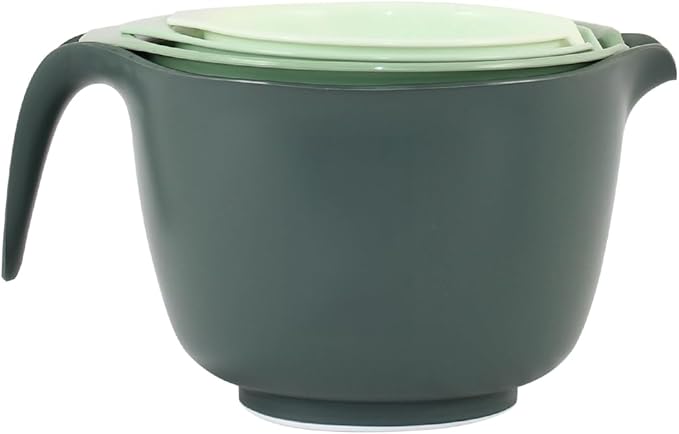 Glad Mixing Bowls with Pour Spout, Set of 4 - Nesting Plastic Bowls (1.2qt, 1.9qt, 2.8qt, and 3qt with Handle) - Non Slip Base, Dishwasher Safe Kitchen Cooking and Baking Supplies, Green - Image 7