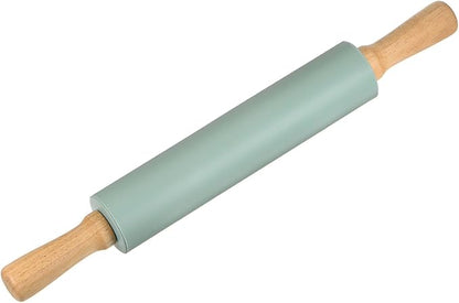 HARFINGTON Silicone Rolling Pins for Baking 17 Inch Wooden Handle Non Stick Rolling Pin Small Roller Playdough Rolling Pins for Dough Pizza Pastry Fondant Kitchen, Dark Green