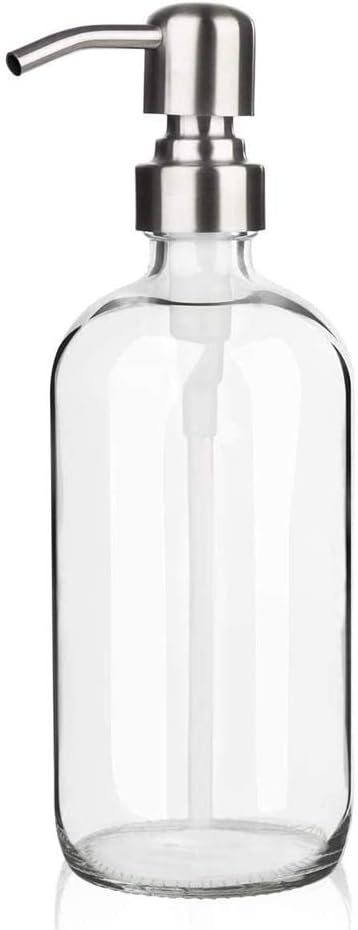 ARKTEK Glass Soap Dispenser - Clear Dish Soap Dispenser for Kitchen, Refillable Liquid Hand SoapDispenser with Rust Proof Stainless Steel Pump for Bathroom, Countertop (17 Ounce/ 500 ML) by ARKTEK