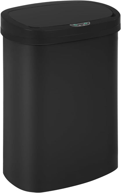 BestOffice Black Plastic Touch Free High-Capacity Garbage Can with Lid, 49L/13G, Rectangular, Quiet Close, Kitchen, Bedroom, Bathroom, Office by BestOffice