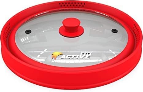 Collapsible Microwave Cover for Food - Silicone and Glass Splatter Guard Lid for 6-12 inch Plates & Bowls, Dishwasher Safe, Heat Resistant, BPA-Free, (Red). - Image 4