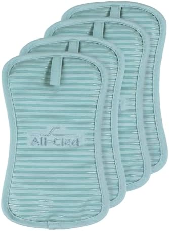 All-Clad Premium Pot Holder & Hot Pad: Heat Resistant to 500 Degrees - 100% Cotton, 10"x6.25" Hot Pad for Kitchen and Barbeque, 4-Pack, Rainfall by All-Clad