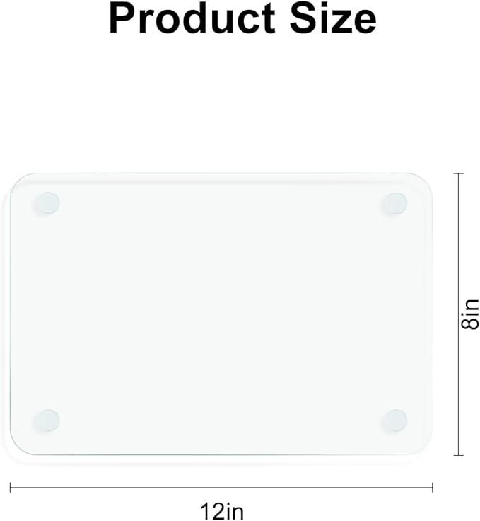 Tempered Glass Cutting Board, 12x8" Cutting Board for Kitchen Counter,Small Size Clear Glass,with Non-Slip Feet, Scratch Resistant,Heat Resistant