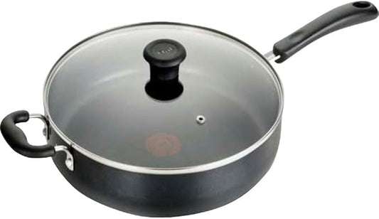 T-Fal Specialty Nonstick Saute Pan with Glass Lid 5 Quart, Oven Broiler Safe 350F, Cookware, Deep Frying Pan with Handle, Skillet, Kitchen, Pots and Pans, Dishwasher Safe, Black by T-falbrand