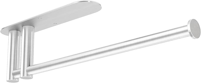 Paper Towel Holder Under Cabinet, 13Inch Self-Adhesive or Wall Paper Towel Holder for Kitchen, Bathroom, RV, Brushed Nickel by STWWO