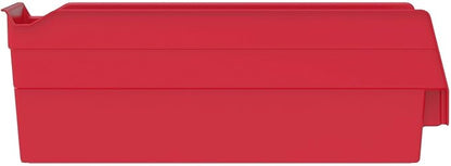 Akro-Mils 30120 Plastic Shelf Bins, Heavy Duty Storage Bins for Garage, Closet, and Drawer Organization, 12" x 4" x 4", Red, 24-Pack