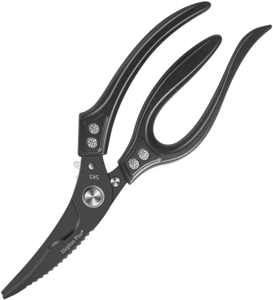 Professional 10-Inch Heavy-Duty Kitchen Shears Ultra-Sharp Stainless Steel Scissors for Cutting Meat, Poultry, Fish, Herbs & Vegetables (Black)